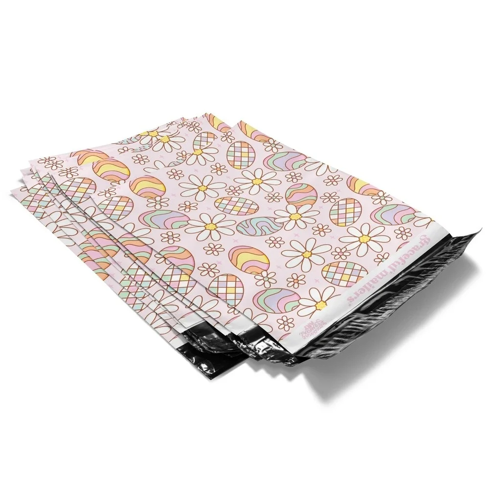 Easter Egg Poly Mailers 10x13 Inches, 100 Pack Shipping Supplies Cute Mailers